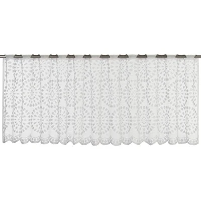Afbeelding van Elbersdrucke Bistrogordijn Circolo 00 wit transparant 45x160 cm vitrage kort gordijn voor keuken keukenvenster inkijkbescherming privacy 198411
