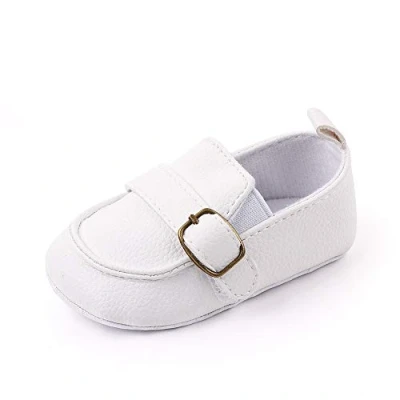 Afbeelding van Baby Jongens Mocassin Schoenen Eerste Wandelen Zachte Zool Anti Slip Casual Flats Wiegschoenen, Kleur: wit, 12 18 Maanden