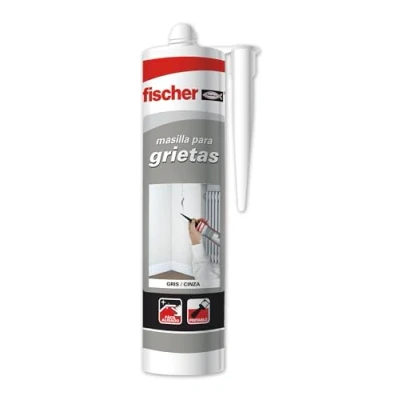 Afbeelding van FISCHER, Grijze acrylplamuurmassa voor scheurvulling, reparaties binnenshuis, overschilderbaar, afwasbaar met water, hoge hechting verschillende materialen en eenvoudig gebruik, 300 ml