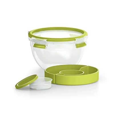 Afbeelding van EMSA CLIP &amp; GO Salad box XL, Doos, Rond, 2,6 l, Groen, Transparant, Polypropyleen (PP), Thermoplastische elastomeer (TPE), 127 mm