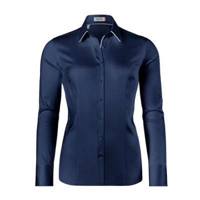 Afbeelding van Vincenzo Boretti Tailliert Stretch Overhemdblouse, Dames, Maat: 36, Dunkelblau