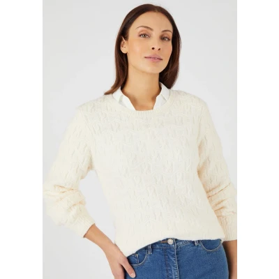 Afbeelding van Damart Trui tricot met siersteek Thermolactyl Vrouwen Bruin XL