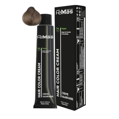 Afbeelding van FemMas Haarverf, lichtblond, ultra intensief 9.00, professionele crème haarverf met arganolie, keratine en ceramiden, als duurzame haarkleuring of tint voor stralende, kleurresultaten, 100 ml