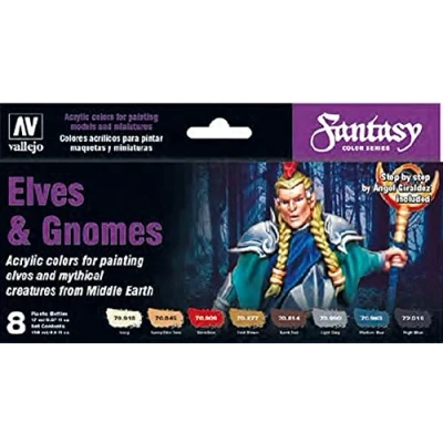 Afbeelding van Vallejo Elves and Gnomes Fantasy Color Series 8 kleuren 17ml 70242