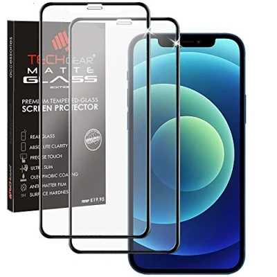 Afbeelding van TECHGEAR [2 stuks matte displaybeschermfolie voor iPhone 12 Mini mat gehard glas, 3D bescherming, mat, anti reflectie, volledig scherm van compatibel met