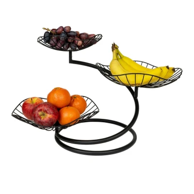 Afbeelding van QUVIO Fruitmand 3 laags metaal Zwart