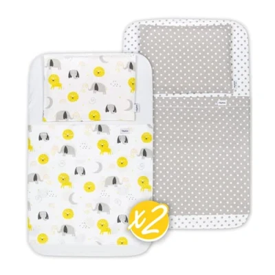 Afbeelding van FlyIdeas Hoeslakens voor Next2Me Babybedjes 50 x 83 cm, 100% Katoen MAXI 8 STK. Beddengoedset + Waterdichte Matrasbeschermer Co Slaapboxen Babybedden en Matrassen 50x80 50x83 40x80 vergelijkbaar