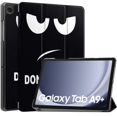 Afbeelding van Samsung Galaxy Tab A9 Plus Hoes: iMoshion Design Trifold Bookcase Don&#039;t touch Kunstleder Tablet Hoezen