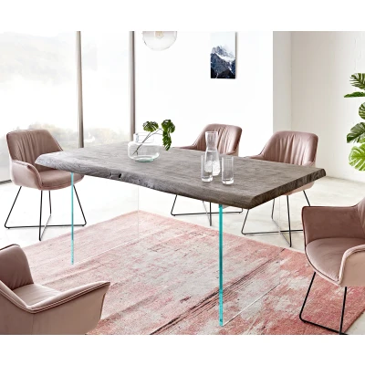 Afbeelding van Eetkamertafel Edge acacia platina 180x90 XL glas Live