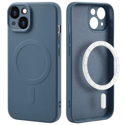 Afbeelding van Apple iPhone 14 MagSafe Hoesje Siliconen en TPU (zacht) iMoshion Softcase/Backcover Donkerblauw Telefoonhoesje