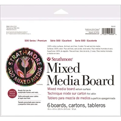 Afbeelding van Strathmore (564 8 500 Series Mixed Media Board, Vellum, 8&quot;x10&quot;, 6 vellen, wit