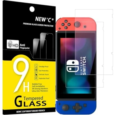 Afbeelding van NEW&#039;C 2 Stuks, Screen Protector voor Nintendo Switch, Gehard Glass Schermbeschermer Film 0.33 mm ultra transparant, resistent