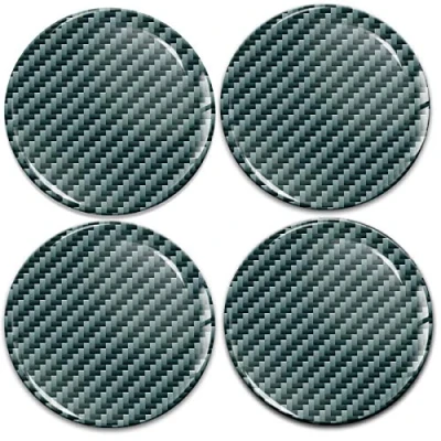 Afbeelding van Biomar Labs® A10660 3D stickers, 4 x 60 mm, siliconen, zwart, zilver, koolstof design, voor wieldoppen, naafdoppen, wielsticker, naafdop