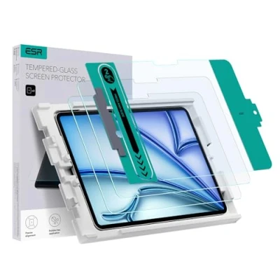 Afbeelding van ESR Displaybeschermfolie voor iPad Air 11 M2 inch 2024, gehard glas, displaybescherming eenvoudig gebruik, krasbestendig, HD helderheid, 2 stuks