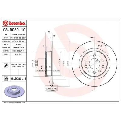 Afbeelding van Brembo Remschijf 08.D080.11