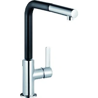 Afbeelding van Kludi l line s 1 gats keukenkraan met uittrekbare handdouche chroom zwart 408518775