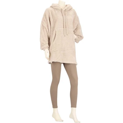 Afbeelding van Apollo Huggle Hoodie Dames Effen Beige Fleece One Size deken