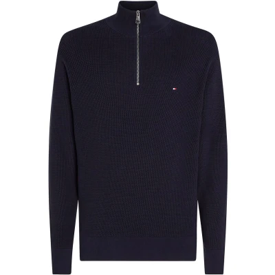 Afbeelding van Tommy Hilfiger Racking Structure ZIP MOCK Trui, Heren, Maat: Large, Desert sky