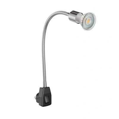 Afbeelding van ledscom.de LESCH leeslamp zwanenhals, chroom/zwart, incl. GU10 LED (warm wit, 7,6W, 1103lm per stuk, 33)