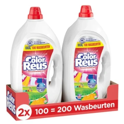 Afbeelding van 2x Witte Reus Vloeibaar Wasmiddel Color 100 wasbeurten 4,5 liter