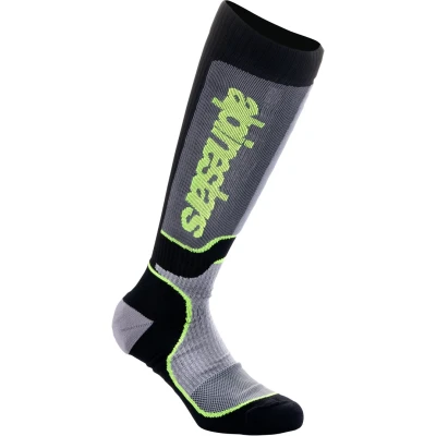 Afbeelding van Alpinestars 2024 MX Plus Jeugd Crosssokken Zwart / Grijs Fluor Geel maat M/L