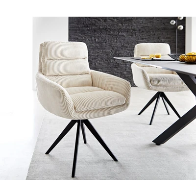 Afbeelding van Draaistoel Abelia Flex met armleuning kruisframe hoekig zwart cord beige 180