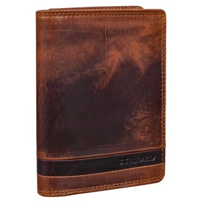Afbeelding van STILORD &#039;Matthis&#039; Portemonnee Heren Leer Hoog met RFID Bescherming Vintage Men&#039;s Wallet Elegante Geldtasje Kaarthouder Echt Leer, Kleur:kara cognac