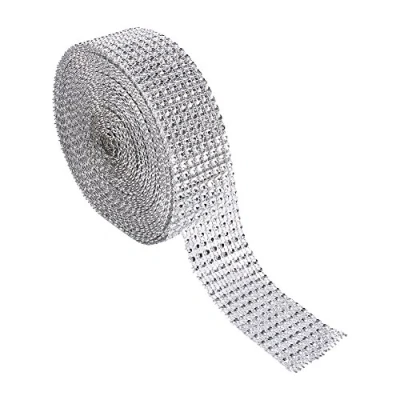 Afbeelding van 8 rijen 10 Yard Diamond Mesh Wrap Roll mousserende kristallen lint acryl voor bruiloft taarten DIY kunst ambachten decoraties(zilver)