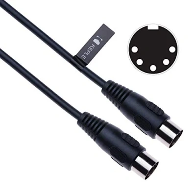 Afbeelding van MIDI kabel 5 pins DIN jack stekker mannelijk naar audiokabel voor controller, synthesizer, pianotoetsenbord, sequencer, elektronische drums, drummachine, effectprocessor, sampler,