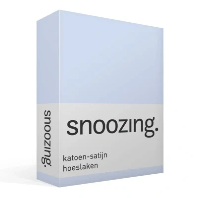 Afbeelding van Snoozing Katoen satijn Hoeslaken Lits jumeaux 200x220 cm Hemel