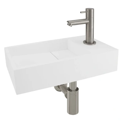 Afbeelding van Differnz Fonteinset Solid Surface Wit incl. kraan