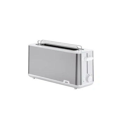 Afbeelding van Braun Broodrooster PurShine HT 1610 WH, 25 cm broodsleuf, 8 bruiningsgraden, opwarm en ontdooifunctie, opzetstuk voor broodjes, kruimelvak, 1030 W, wit