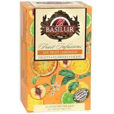 Afbeelding van BASILUR Fruit Infusions Cafeïnevrije Vruchtenthee met Tropische en Citrusvruchten Smaak, in Zakjes 20 x 2g