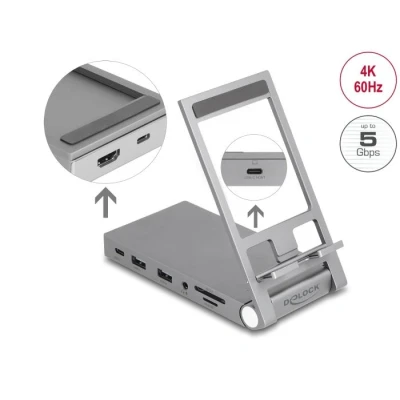 Afbeelding van Delock Tablet und Notebook Dockingstation 4K mit integrierter Halterun