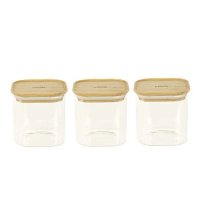 Afbeelding van Vershoudbakje Pebbly Vierkant Hout 800 ml (3 Delig)