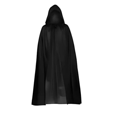 Afbeelding van Cape 140cm Zwart Carnaval Halloween Kostuum voor Kinderen Volwassenen Verkleedkleding Zwarte met Capuchon