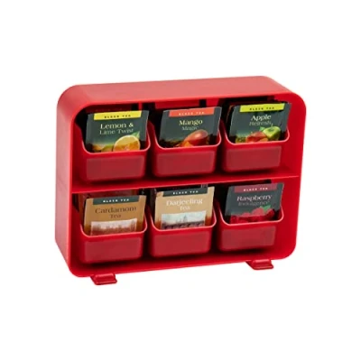 Afbeelding van Mind Reader STBORG RED Anchor Collection 6 theezakjes organizer, verwijderbare laden, kunststof