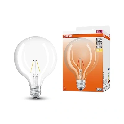 Afbeelding van OSRAM LED STAR GLOBE125 lampe til E27 base, Globe form, filamentudseende, 250 lumen, varm hvid (2700k), udskiftning konventionelle 25W pærer, ikke dæmpbar, 1 pack