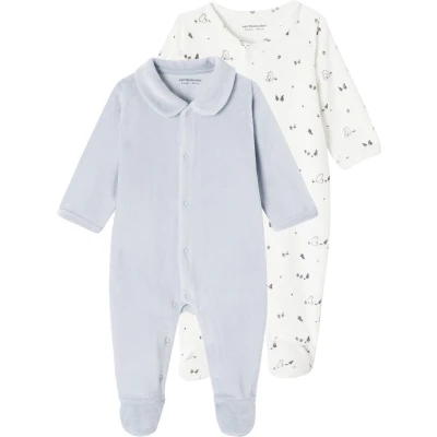 Afbeelding van Vertbaudet Set van 2 fluwelen babyslaappakjes met opening voor