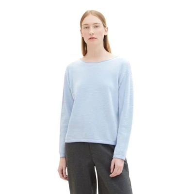Afbeelding van TOM Tailor MIT STRUKTUR Trui, Dames, Maat: 46, Blue structure