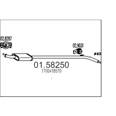 Afbeelding van MTS 01.58250 Middendemper 1600mm RENAULT: Clio II Hatchback (BB, CB) 1.4 1998 2005