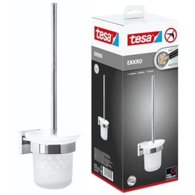 Afbeelding van tesa® Ekkro toiletborstel, hoogglans verchroomd metaal, zelfklevende montage technologie, 145 mm x 112 379