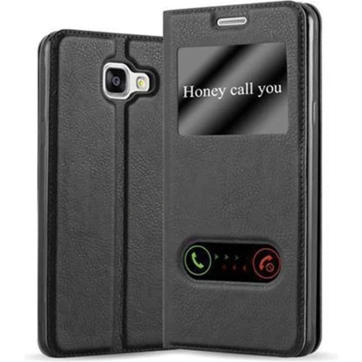 Afbeelding van Cadorabo Hoesje geschikt voor Samsung Galaxy A5 2016 in KOMEET ZWART Beschermhoes met magnetische sluiting, standfunctie en 2 kijkvensters Book Case Cover Etui