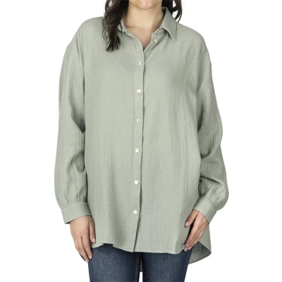 Afbeelding van DENIMFY Dames Overhemd DFMathilda bequem Groen S/M Volwassenen