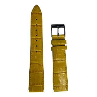 Afbeelding van Horlogeband 20mm, 18mm aanzet Geel Echt leer in croco print Roestvrijstalen gesp