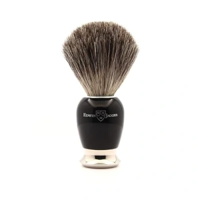Afbeelding van Edwin Jagger 81SB586AMZ Imitatie Ebbenhout &amp; Nikkel Classic Pure Badger Scheerkwast voor Scheercrème of Zeep Mannen (Zwart)