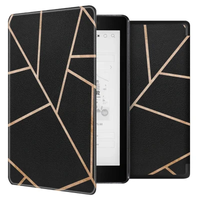 Afbeelding van Kobo Aura One Hoes: imoshion Design Sleepcover Bookcase zonder stand Bookcase,Hardcase Black Graphic Kunstleder E Reader Hoezen