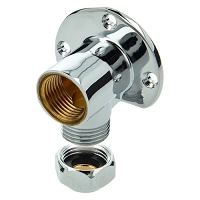 Afbeelding van tecuro wandplaat plafondhoek wandaansluiting voor ventiel 1/2&quot; x knelkoppeling Ø 10 mm/3/8 inch messing verchroomd