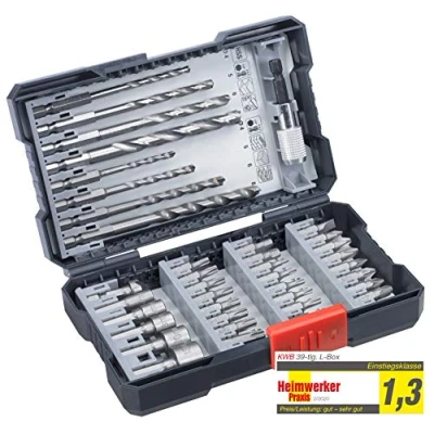 Afbeelding van kwb 39 delige boorbox met zeskantige schacht, HSS metaalboor, 4 x steenboren en bits PH, PZ TX in set incl. verzinker, bithouder steeksleutelbits