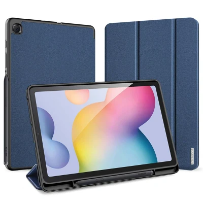 Afbeelding van Samsung Galaxy Tab S6 Lite Hoes: Dux Ducis Domo Bookcase Blauw Kunstleder Tablet Hoezen